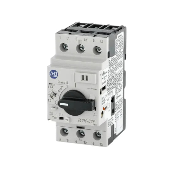 Allen-Bradley 140M-C2E-B25 motor protection circuit breaker, 3-phase, 2.5A, IEC rated for industrial control