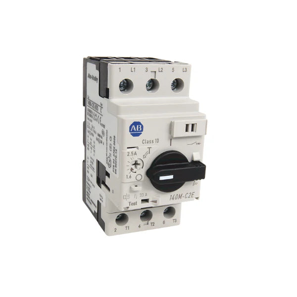 Disjuntor motor Allen-Bradley 140M-C2E-B63 3 polos, proteção confiável de motores industriais até 63A.
