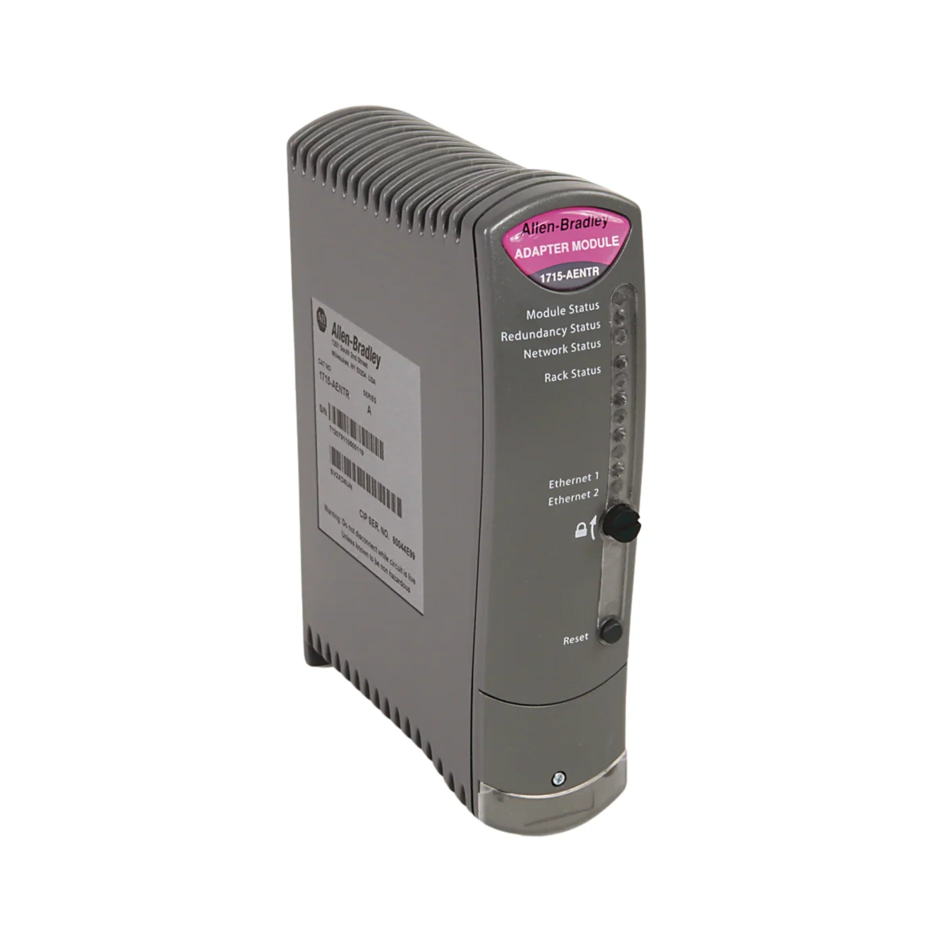 1715-AENTR, adaptador de rede Ethernet/IP redundante Allen-Bradley, ideal para sistemas I/O distribuídos em automação industrial.