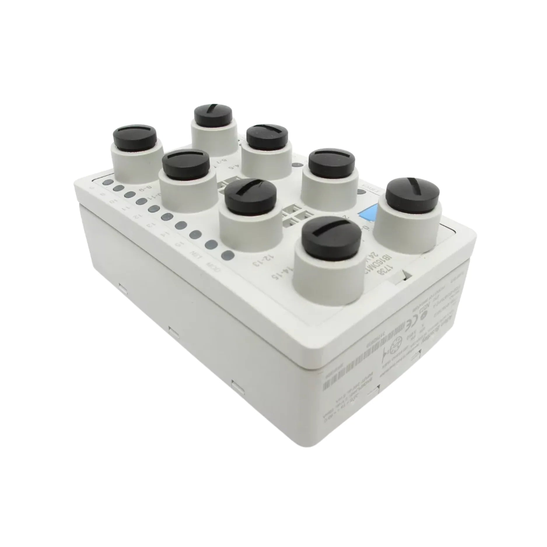 Allen-Bradley 1738-IB16DM12 ArmorPoint 24V DC input module with 16 sinking inputs and M12 connectors, IP65/66/67-rated.
