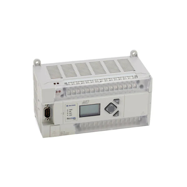 Allen-Bradley 1766-L32BWAA MicroLogix 1400 PLC, 20 DC inputs (12 fast), 12 relay outputs, 4 analog in, 2 analog out, 110/240V AC.
