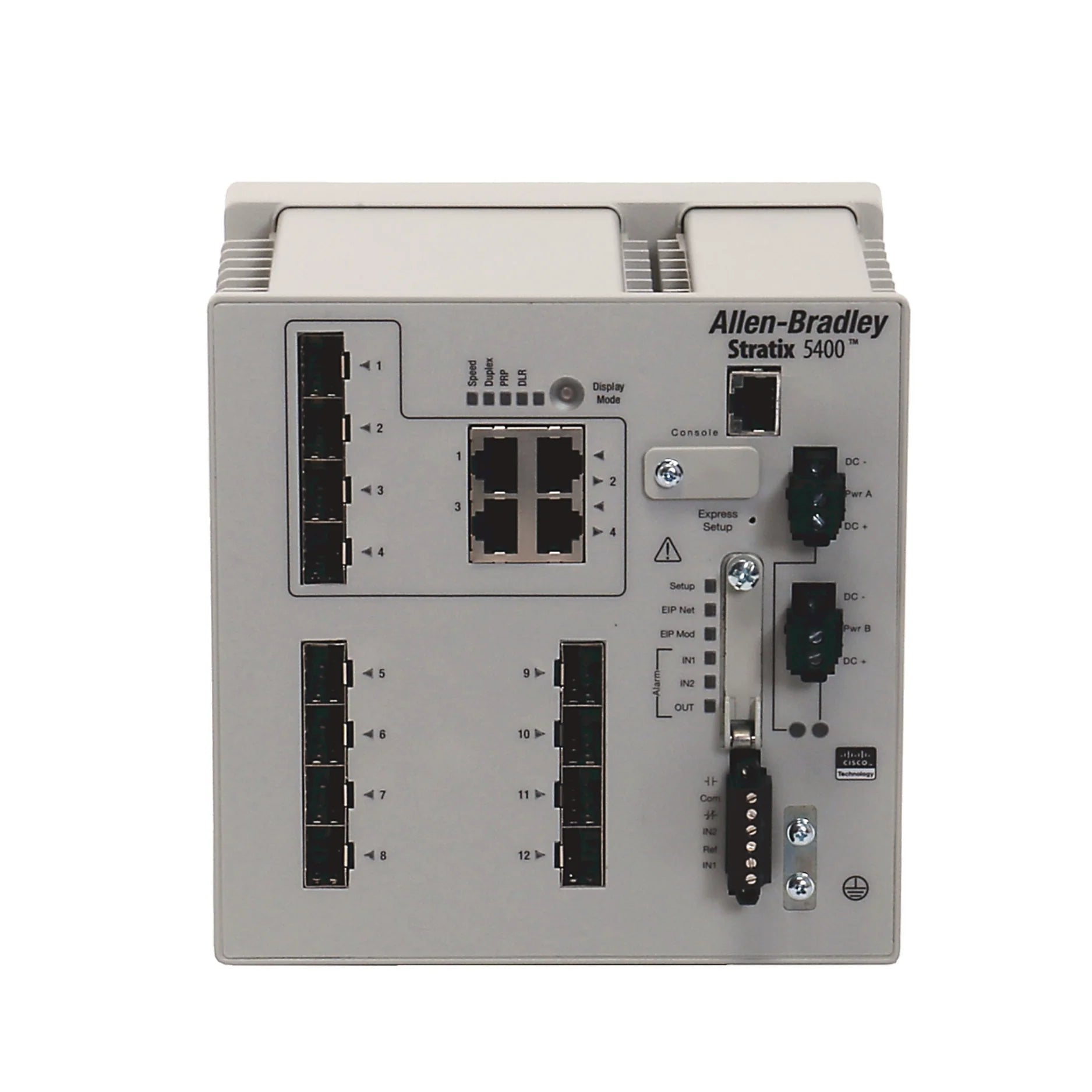 Allen-Bradley 1783-HMS8SG4CGR Stratix 5400 switch, 8 SFP, 4 combo ports, Layer 3, DIN rail