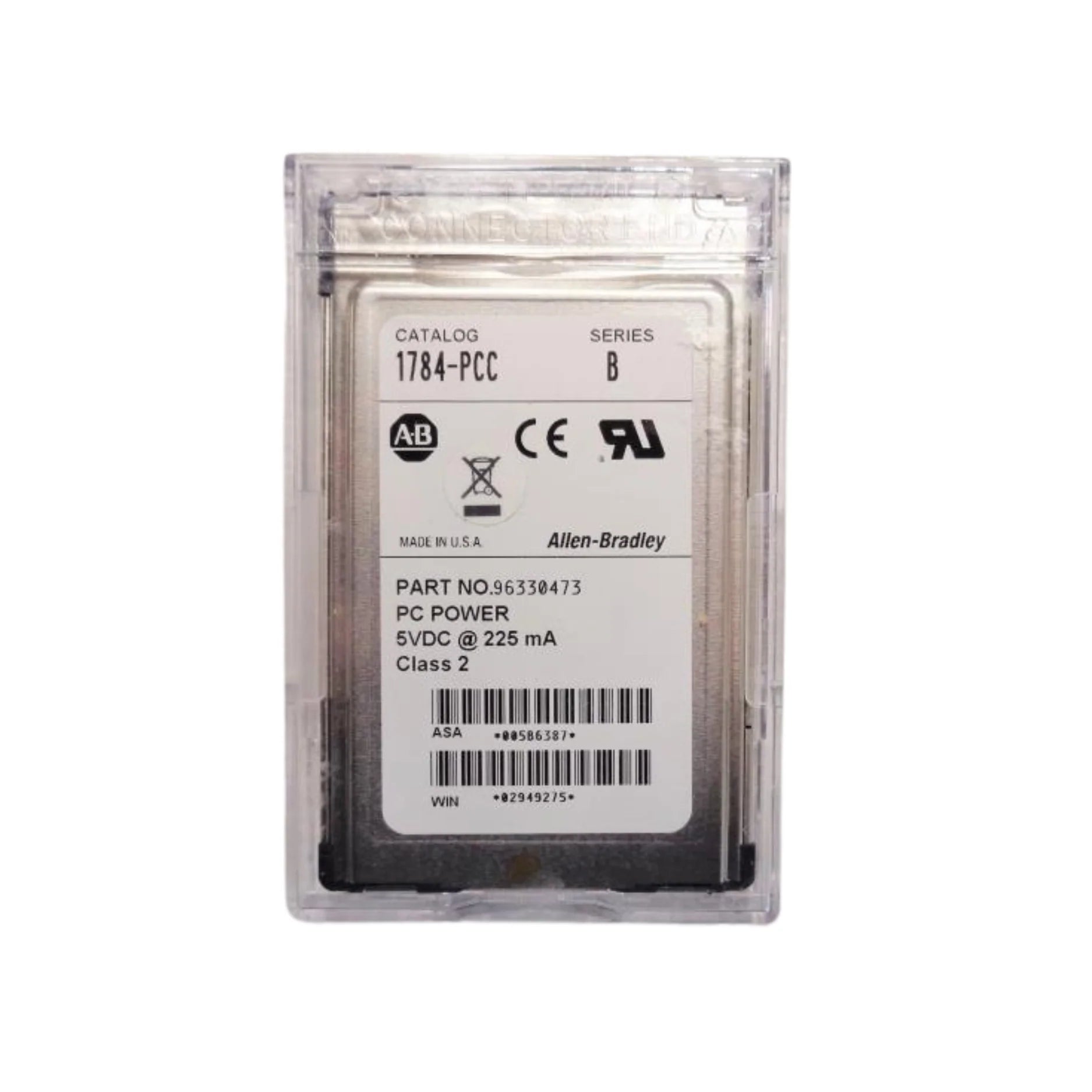 Allen-Bradley 1784-PCC ControlNet PCMCIA Communication Interface Card, PCMCIA Type II, 5V DC, IP20-rated.
