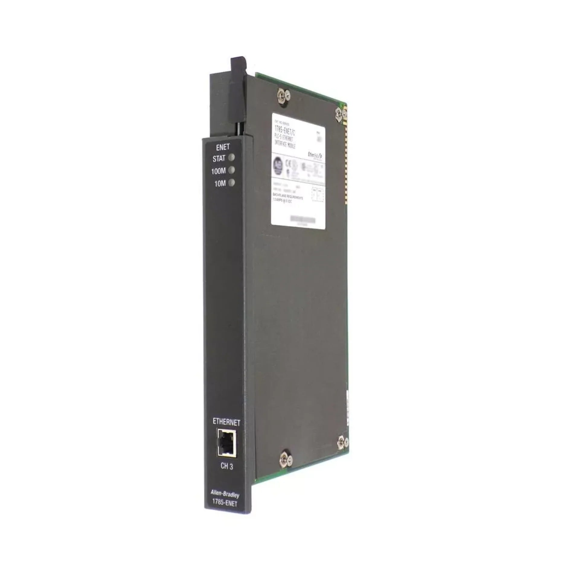 Allen-Bradley 1785-ENET Ethernet communication module, PLC-5 network interface, industrial automation networking.