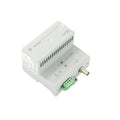 ControlNet repeater adapter, DIN rail mounted, supports coax and fiber modules for scalable industrial networks.