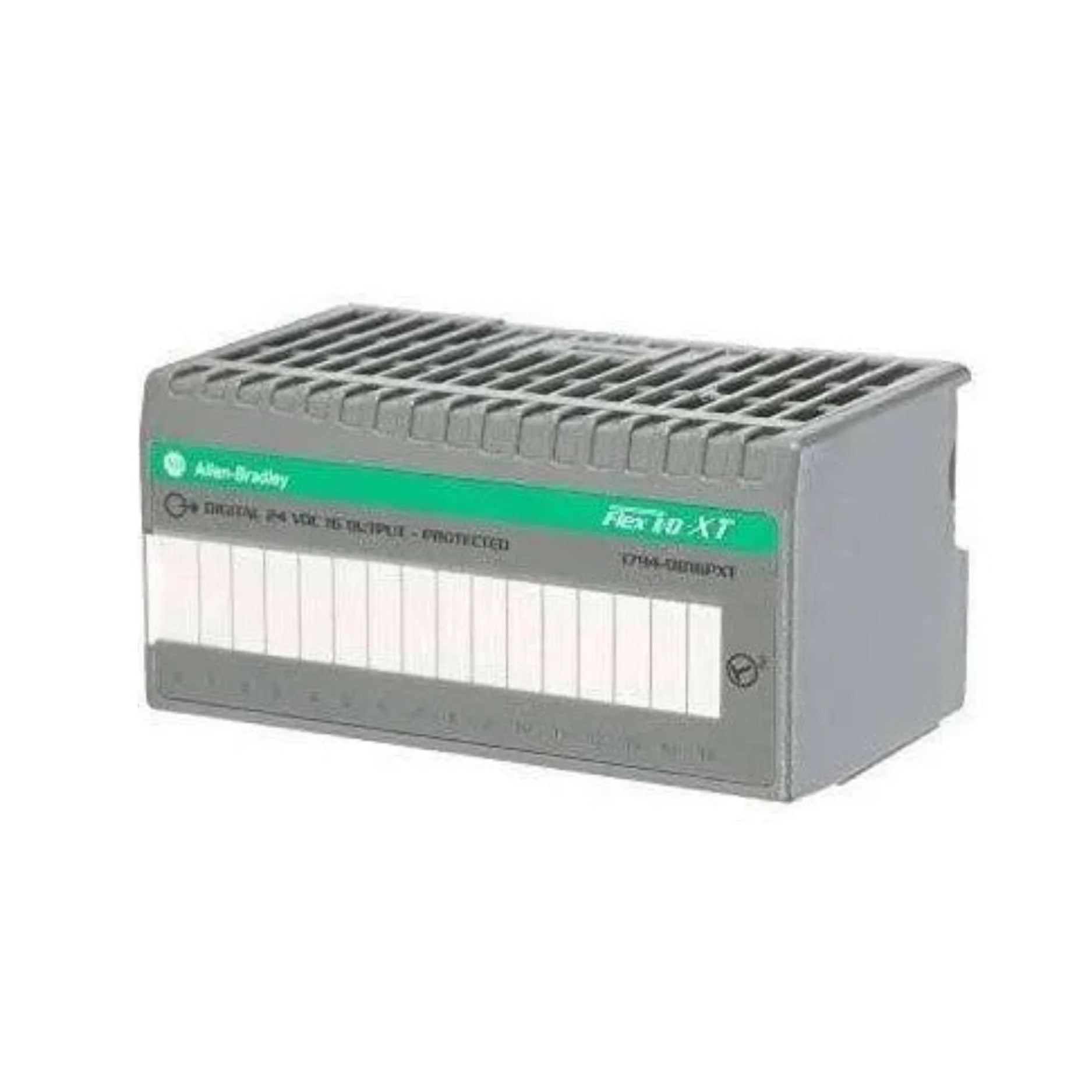 Allen-Bradley 1794-OB8EPXT FLEX I/O-XT module with 8-point 24V DC sourcing outputs, electronically protected, conformally coated.