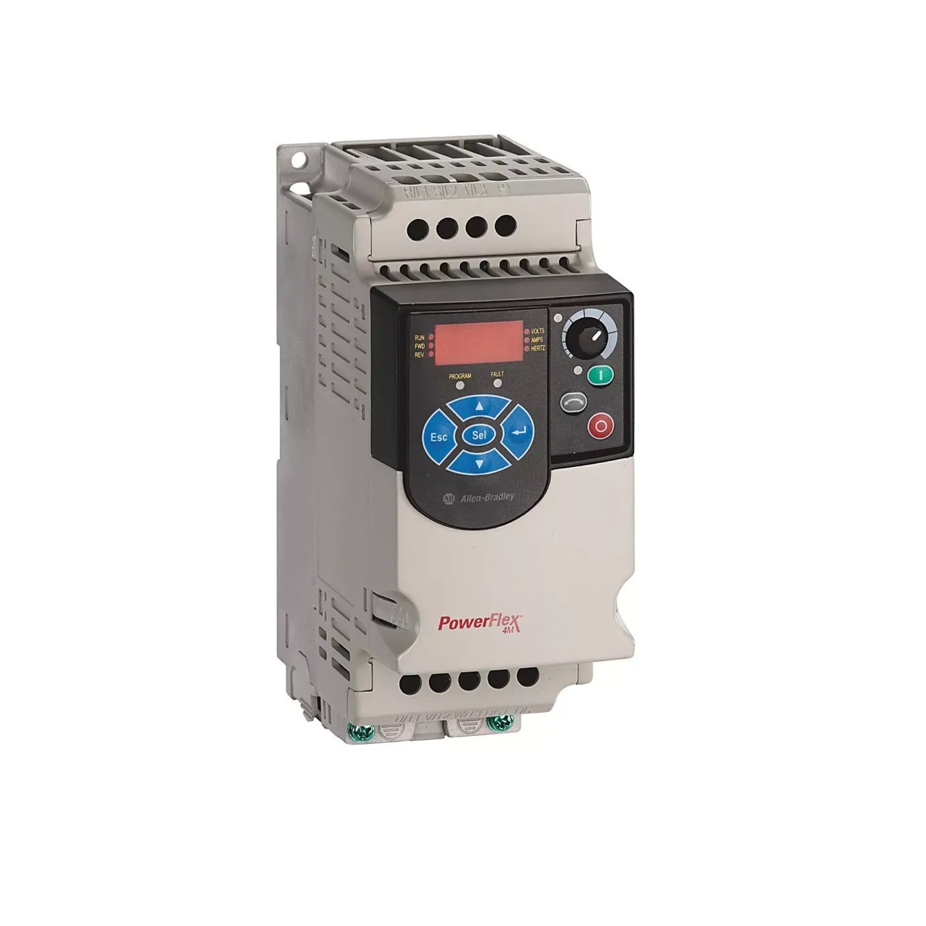 PowerFlex 4M AC Drive, 0.75 kW (1 HP), 240V single-phase input, Frame A, IP20, LED display, fixed keypad.