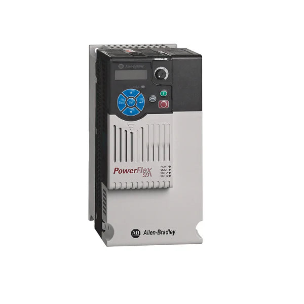 Allen-Bradley 25A-D017N104 PowerFlex 525 AC drive, 7.5 HP, 480V, with embedded EtherNet/IP, for motor control in industrial automation.