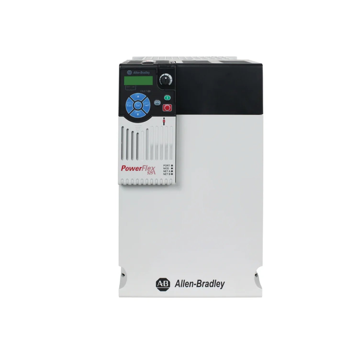 Allen-Bradley 25B-D017N114 PowerFlex 525 AC drive, 7.5 HP, 480V, with EtherNet/IP, for efficient motor speed control.