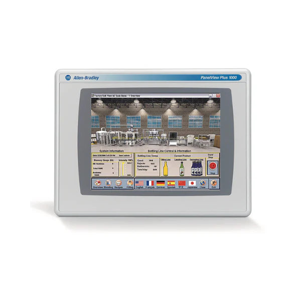Allen-Bradley 2711P-T10C4A8 PanelView Plus 7, 10" touchscreen, DC power, for efficient HMI control in industrial automation systems.