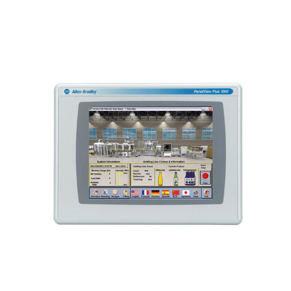 Allen-Bradley 2711P-T10C4D9 HMI, 10.4" color touchscreen, 24V DC, RS232, Ethernet, USB, PanelView Plus 6.