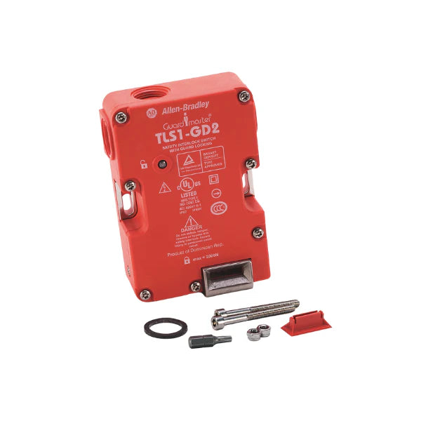 Allen-Bradley 440G-T27134 TLS-GD2 guard locking switch, 24V AC/DC, 2000N holding force, M20 conduit, power to release. No actuator included.