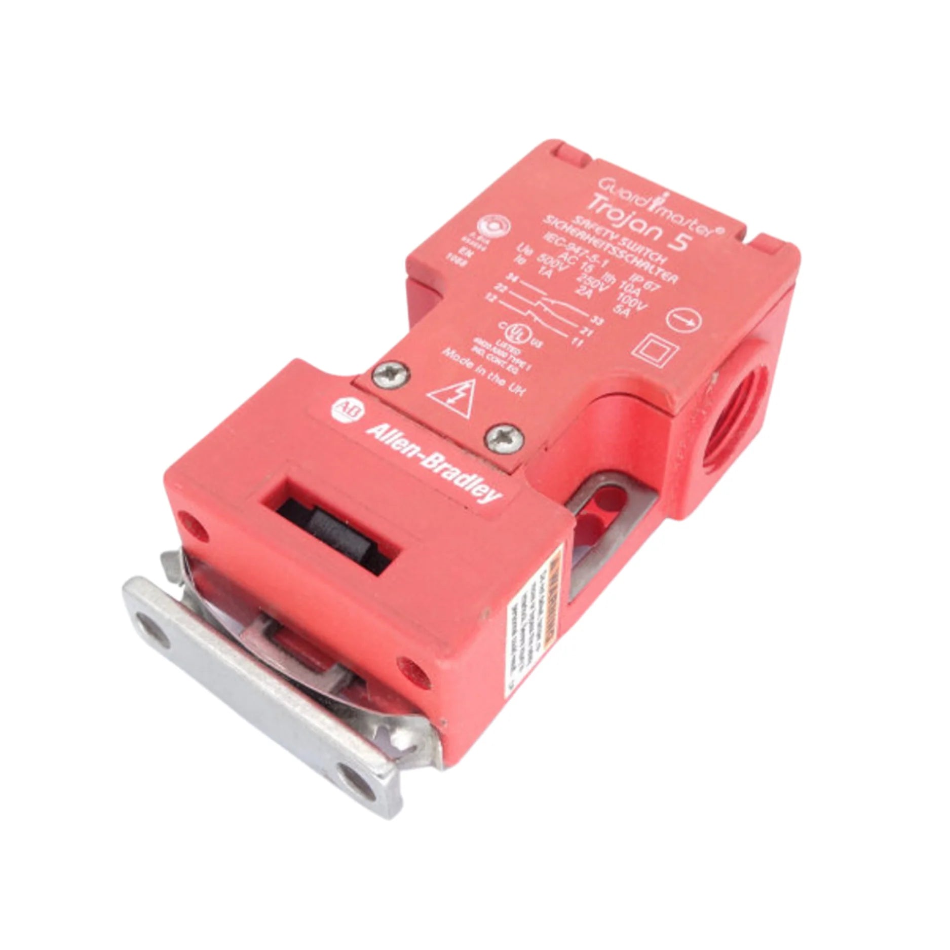 Chave de intertravamento Allen-Bradley 440K-T11089 com trava de segurança, ideal para proteção de máquinas.