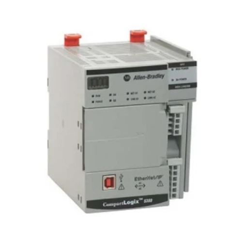 Allen Bradley 5069-L306ER CompactLogix 5380 controller, 1MB memory, dual 1 Gb Ethernet ports, supports 30 nodes and 16 local I/O modules.