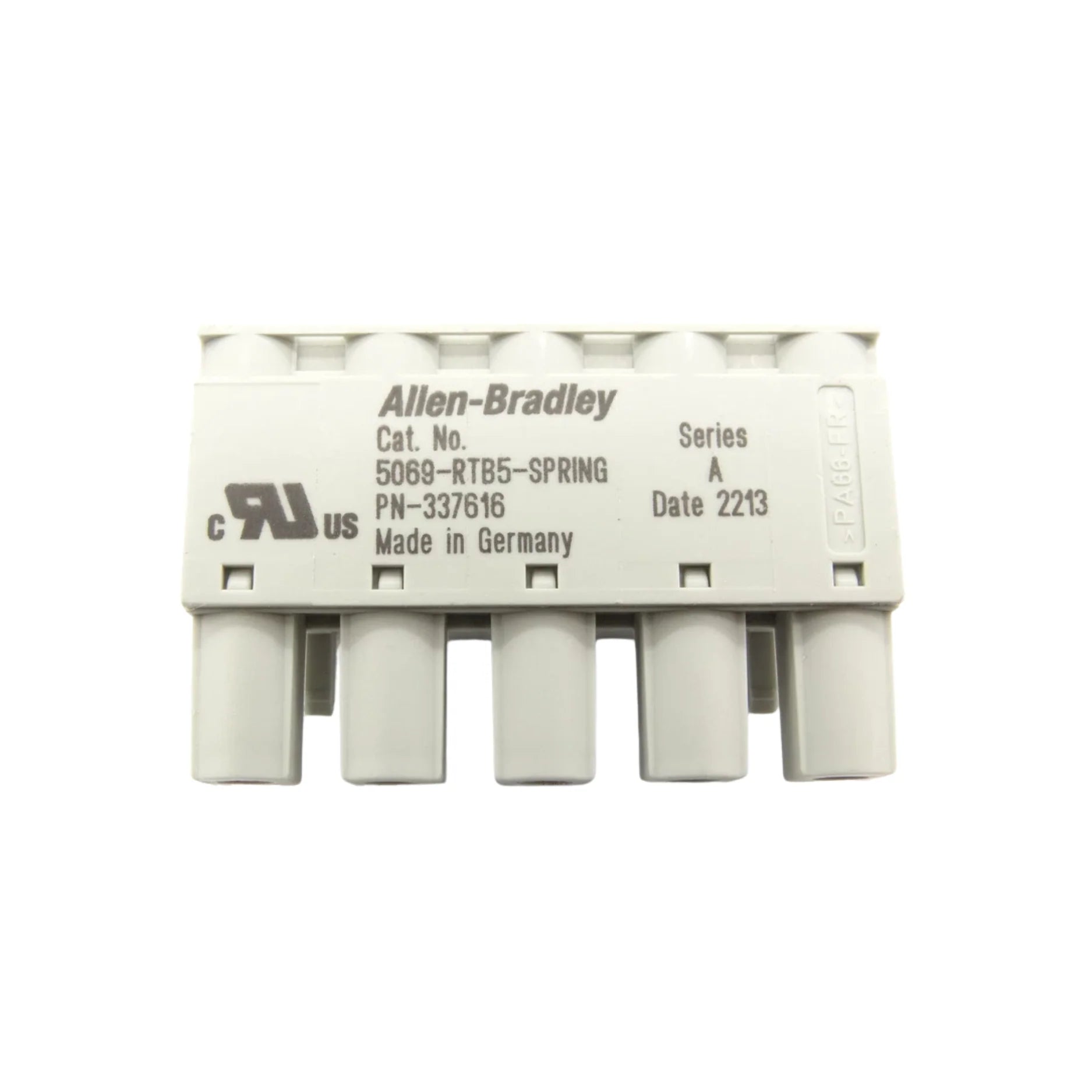 Allen-Bradley 5069-RTB5-SPRING 5-pin spring terminal block for use with 5069-AENTR EtherNet/IP adapter in Compact 5000 I/O systems.
