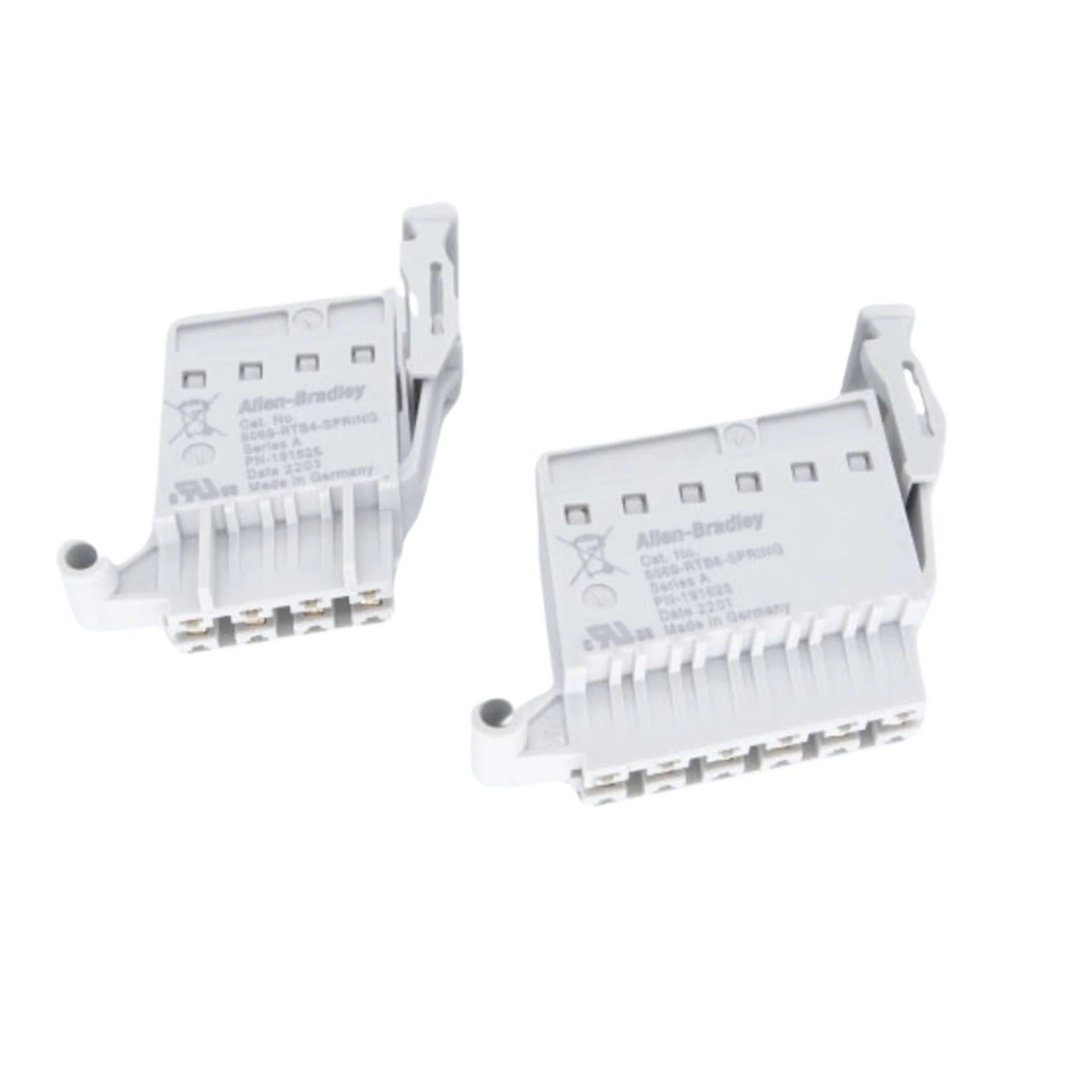 Allen-Bradley 5069-RTB64-SPRING terminal block kit with 4-pin and 6-pin spring connectors for Compact 5000 I/O power wiring.