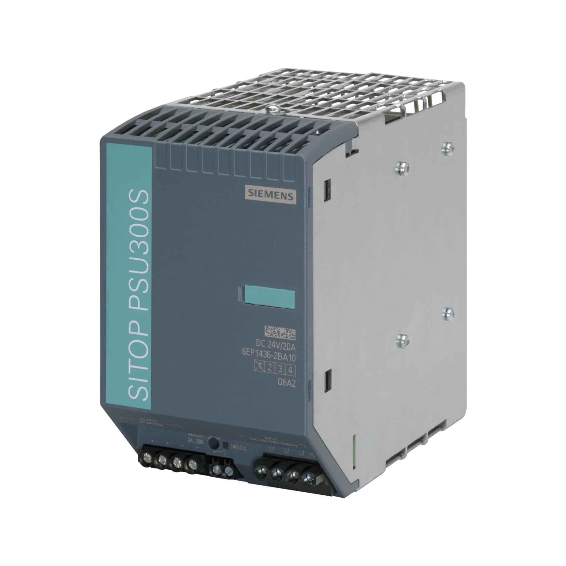 Siemens 6EP1436-2BA10 SITOP Power Supply providing stable 24V DC output for industrial automation.