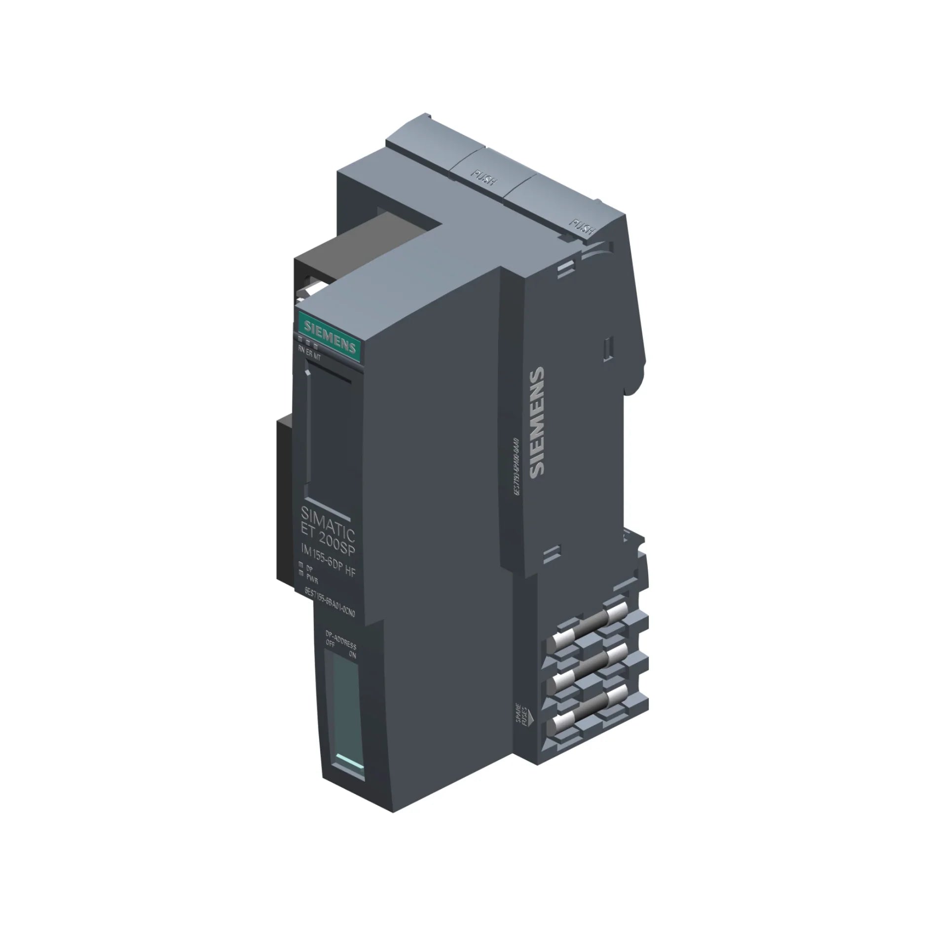 Siemens 6ES7155-6BA01-0CN0 SIMATIC S7-1500 ET 200SP distributed I/O module for fast data communication in automation systems.