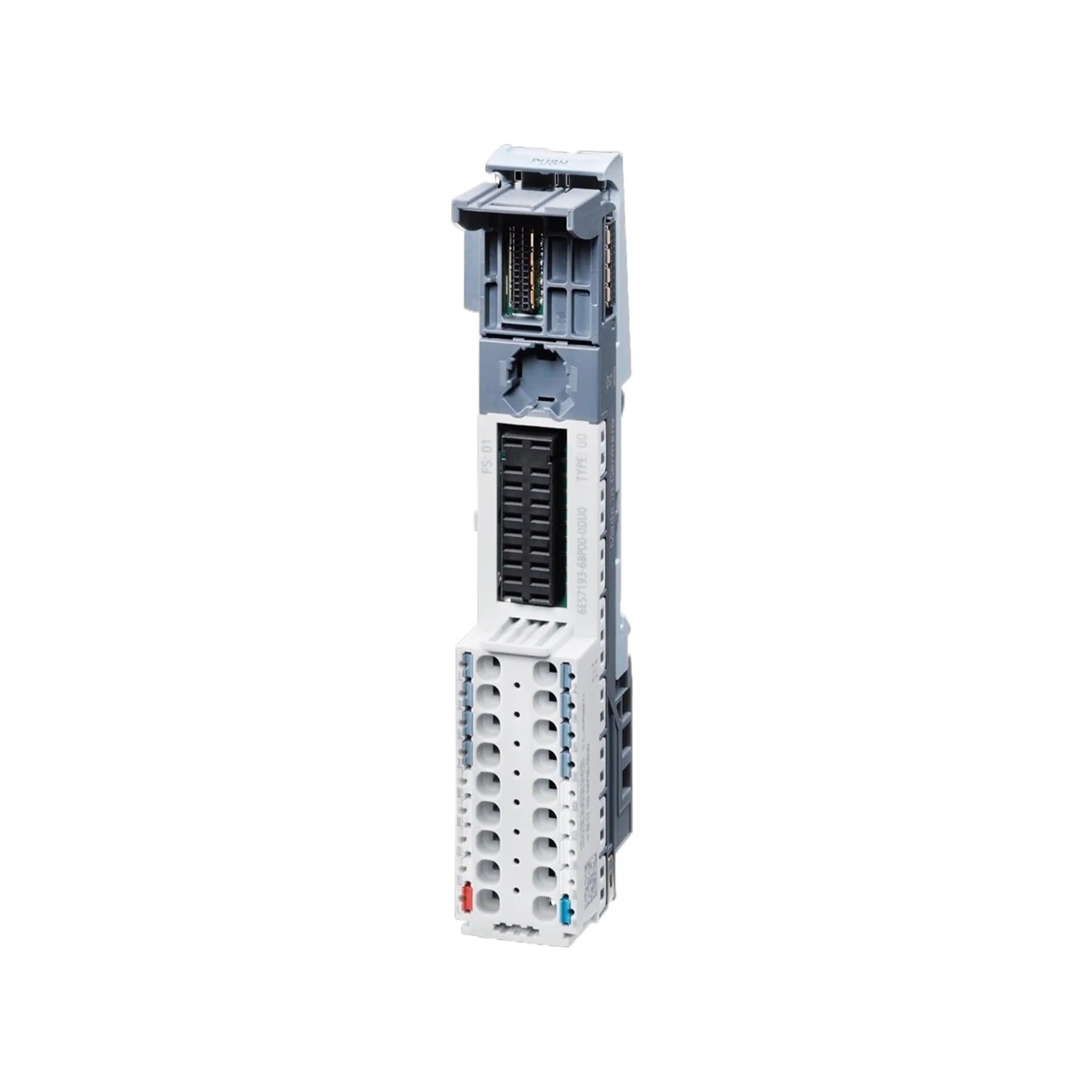Siemens 6ES7193-6BP00-0DA0 SIMATIC ET 200SP Base Unit, Type A0, DIN rail mount.