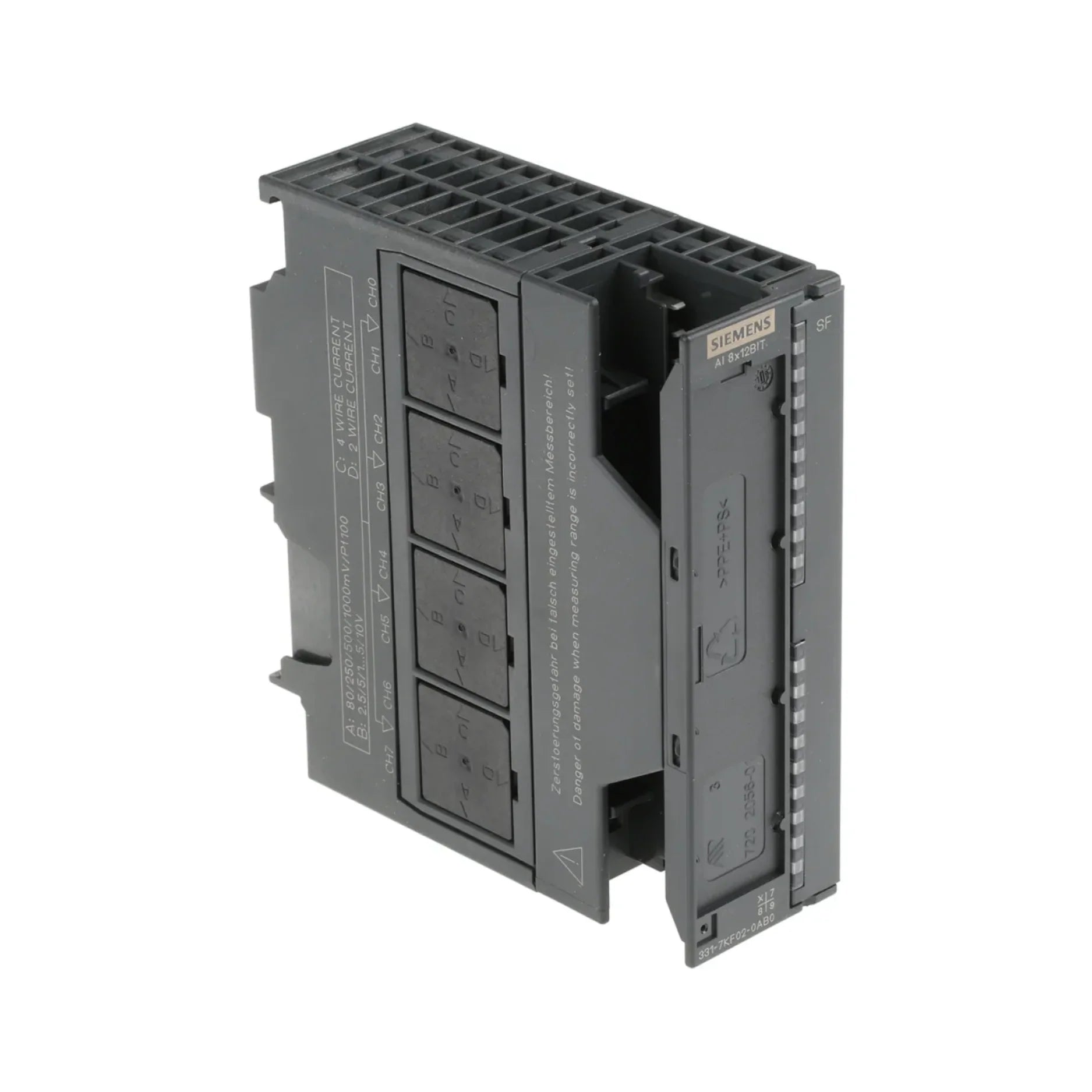 Siemens 6ES7331-7KF02-0AB0 analog input module for SIMATIC S7-300 PLC.