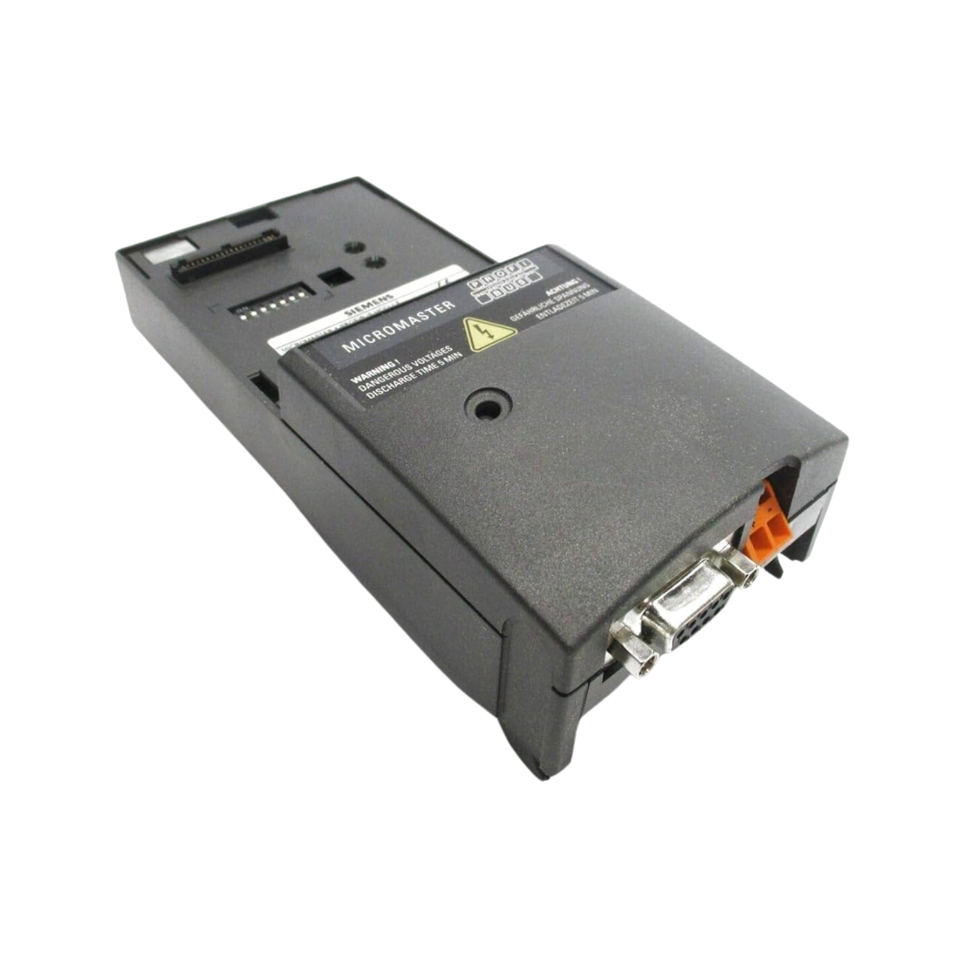 Siemens 6SE6400-1PB00-0AA0 PROFIBUS module for MICROMASTER drives, ensuring fast and reliable industrial communication.