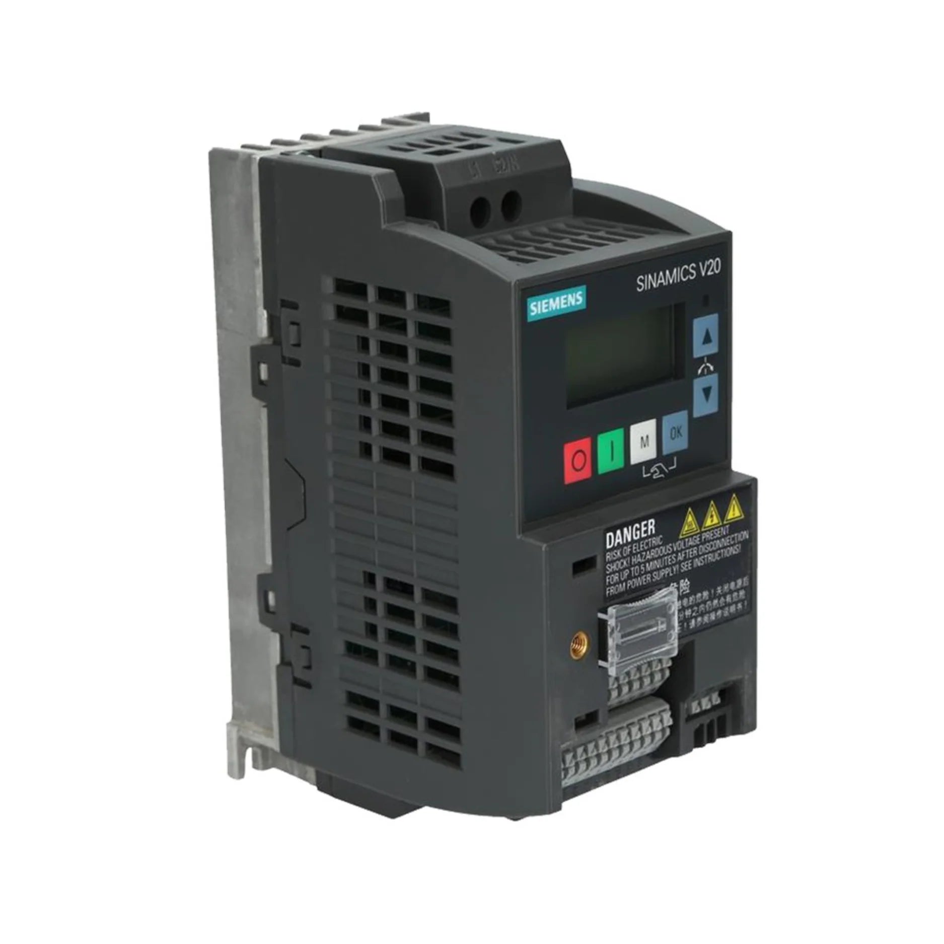 Siemens 6SL3210-5BB15-5BV1 G120X drive, 15 kW, IP55-rated, with C1 EMC filter and STO for pump and fan applications.