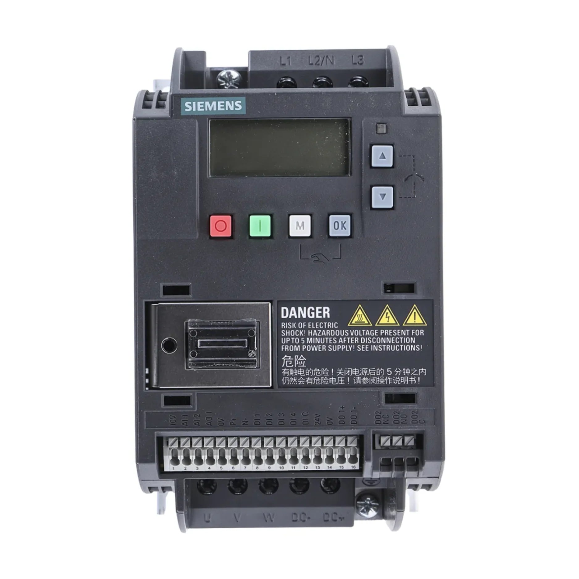 Siemens 6SL3210-5BE17-5UV0 G120C inverter drive, 7.5 kW, 400 V, compact design for efficient motor control.
