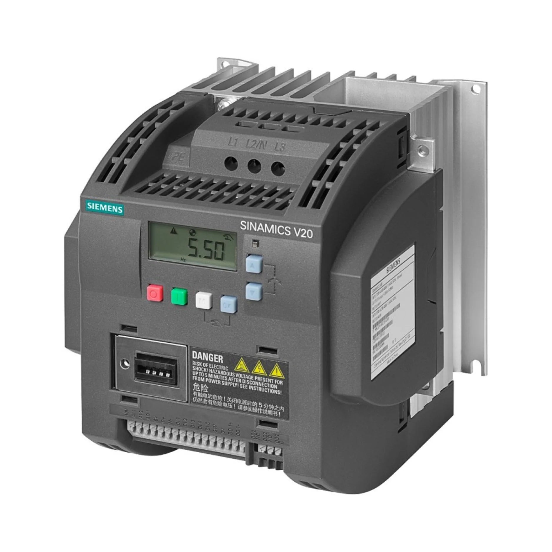 Siemens 6SL3210-5BE23-0CV0 PM240-2 power module for SINAMICS G120 with 22kW and braking chopper.
