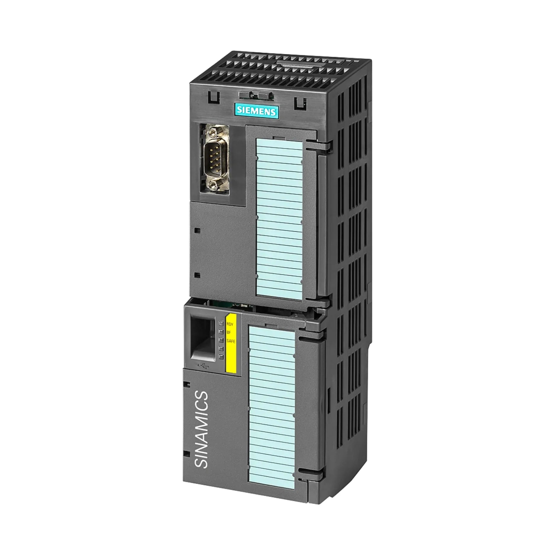 Siemens 6SL3246-0BA22-1PA0 SINAMICS G120 CU240E-2 PN-F control unit with PROFINET and integrated safety functions.