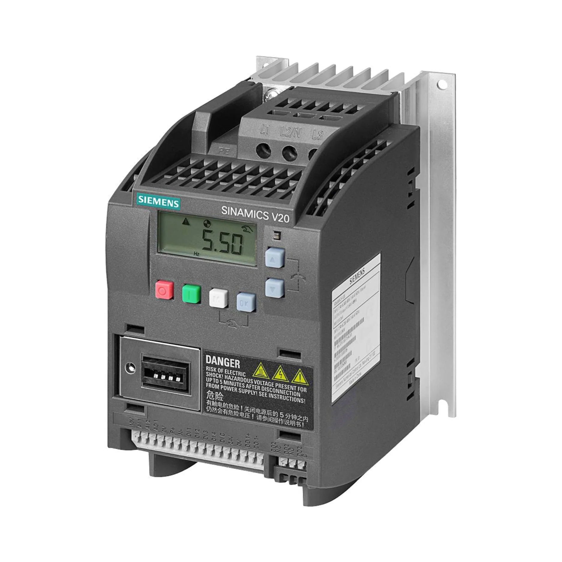 Siemens 6SL3210-5BE21-1CV0 inverter, 15 kW, 400 V, SINAMICS G120C series for compact industrial motor control.