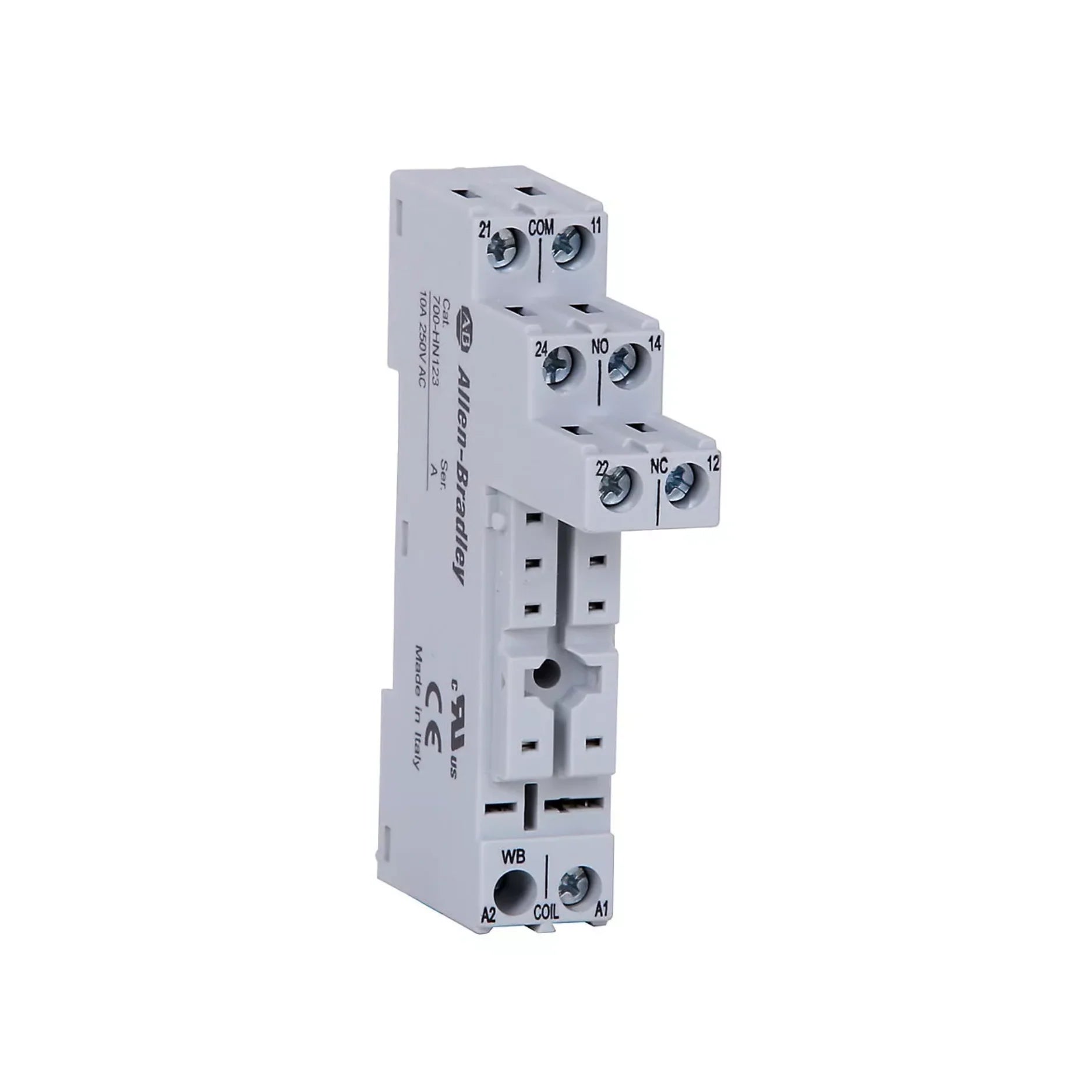 700-HN123, base de relé Allen-Bradley, ideal para montagem de relés em sistemas de automação e controle industrial.