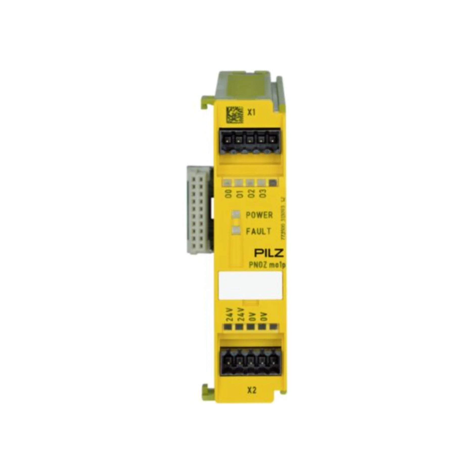 Pilz 773500 (PNOZ mo1p) expansion module with 4 safe semiconductor outputs for enhancing PNOZmulti safety systems in industrial automation.