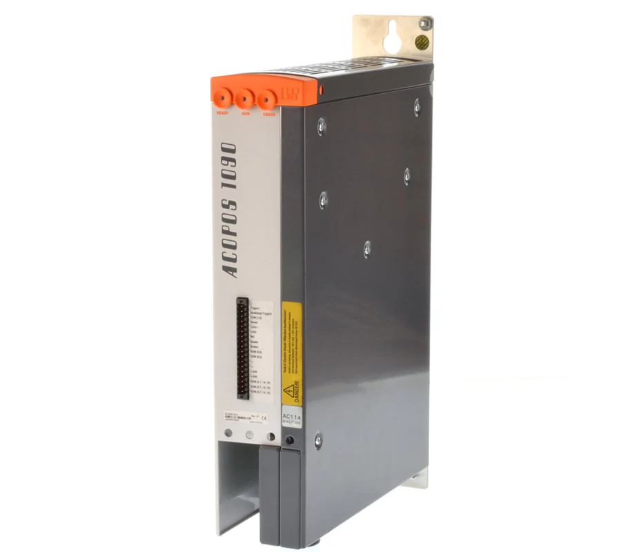 B&R 8V1090.00-2 ACOPOS servo drive with 4 kW power, 8.8 A output, integrated line filter, braking resistor, and modular design for industrial automation.