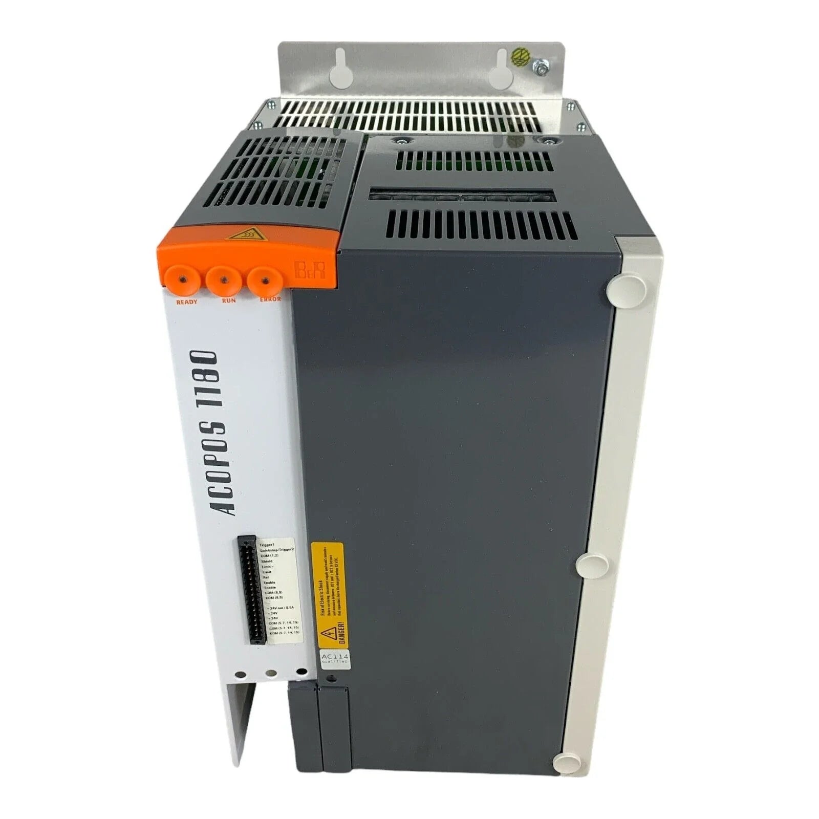 B&R 8V1180.00-2 ACOPOS Servo Drive with 19 A, 9 kW output, 3x 400-480 V input, integrated line filter, and braking resistor for industrial automation.