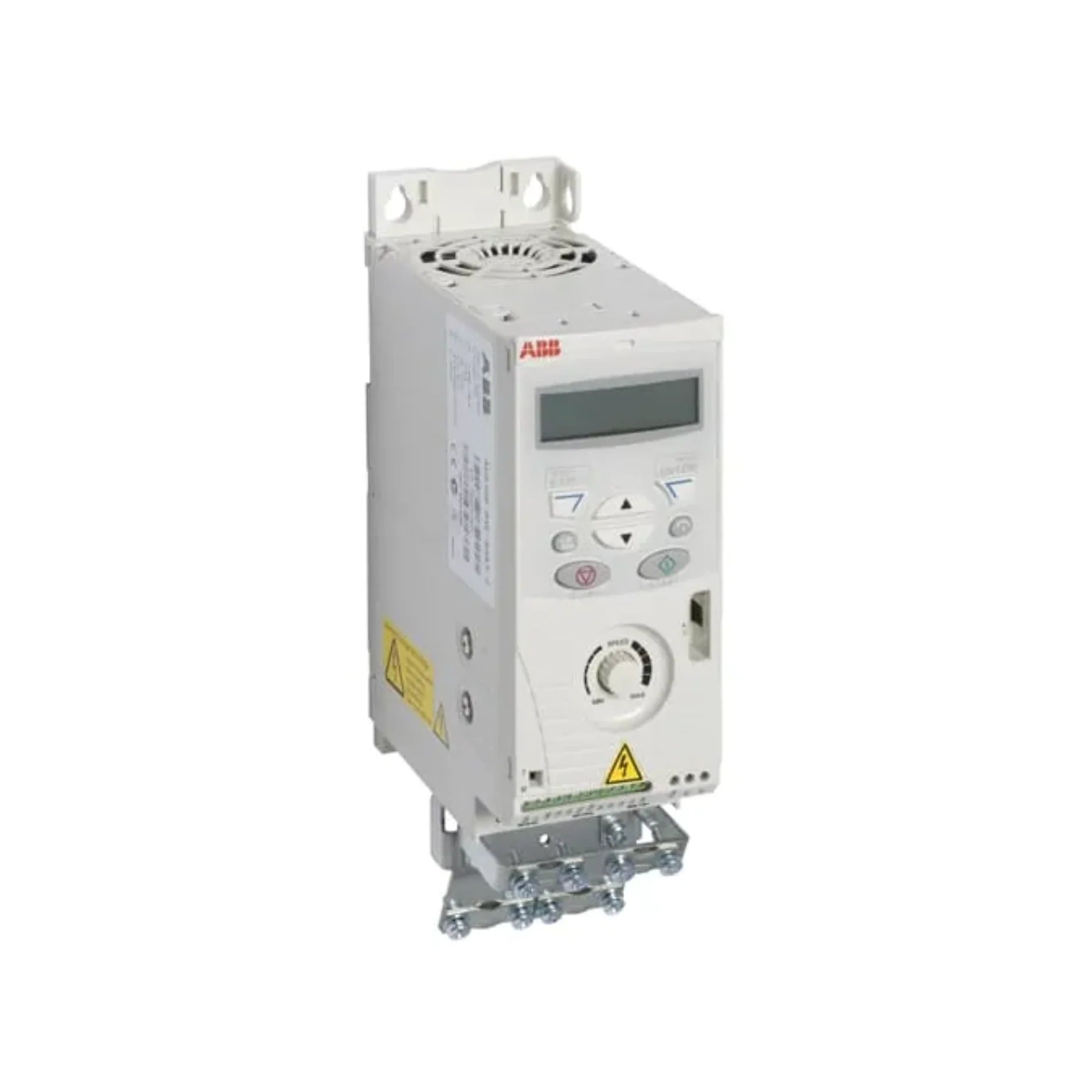 ABB ACS150-03E-01A2-4 0.5 HP compact VFD, 1.2 A, 480 V, IP20, with keypad and EMC filter for light-duty OEM motor control applications.