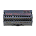 Mitsubishi AJ65SBTB1-16T output module, 16-point transistor sink type, 24V DC, CC-Link remote I/O, compact design for cabinet installation.