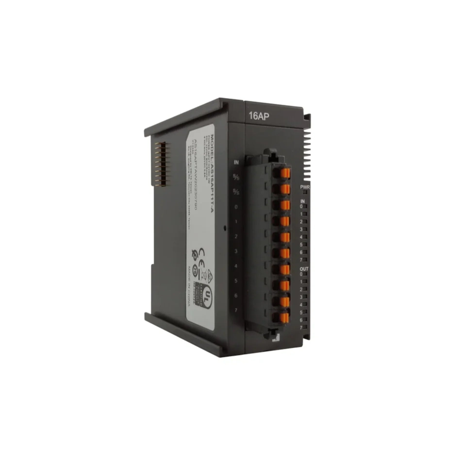 Delta AS16AP11T-A 16-point transistor output module for Delta AS series PLC industrial automation.