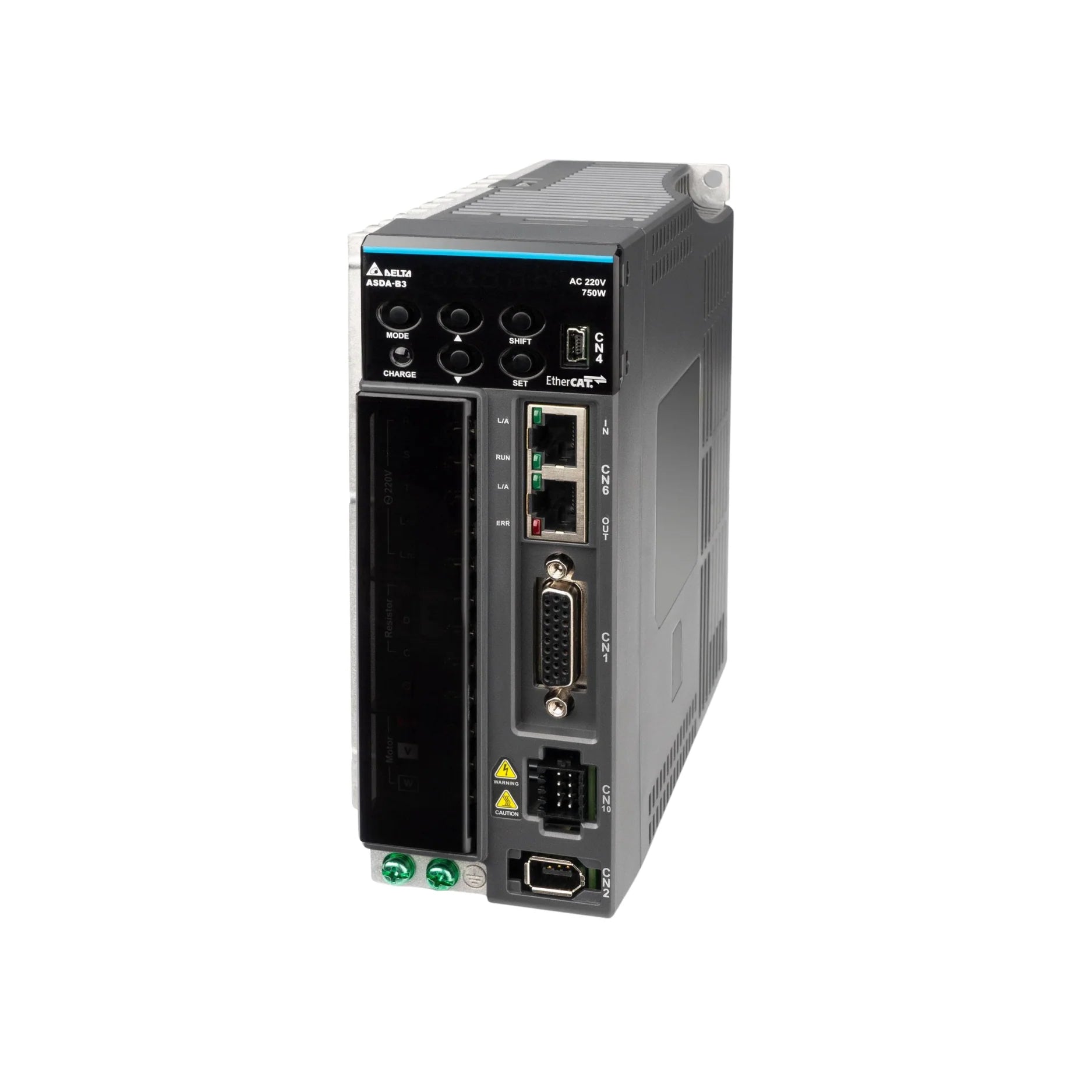 Delta ASD-B3-0721-E Servo Drive, reliable industrial communication, robust design for long-term operation, industrial-grade enclosure.