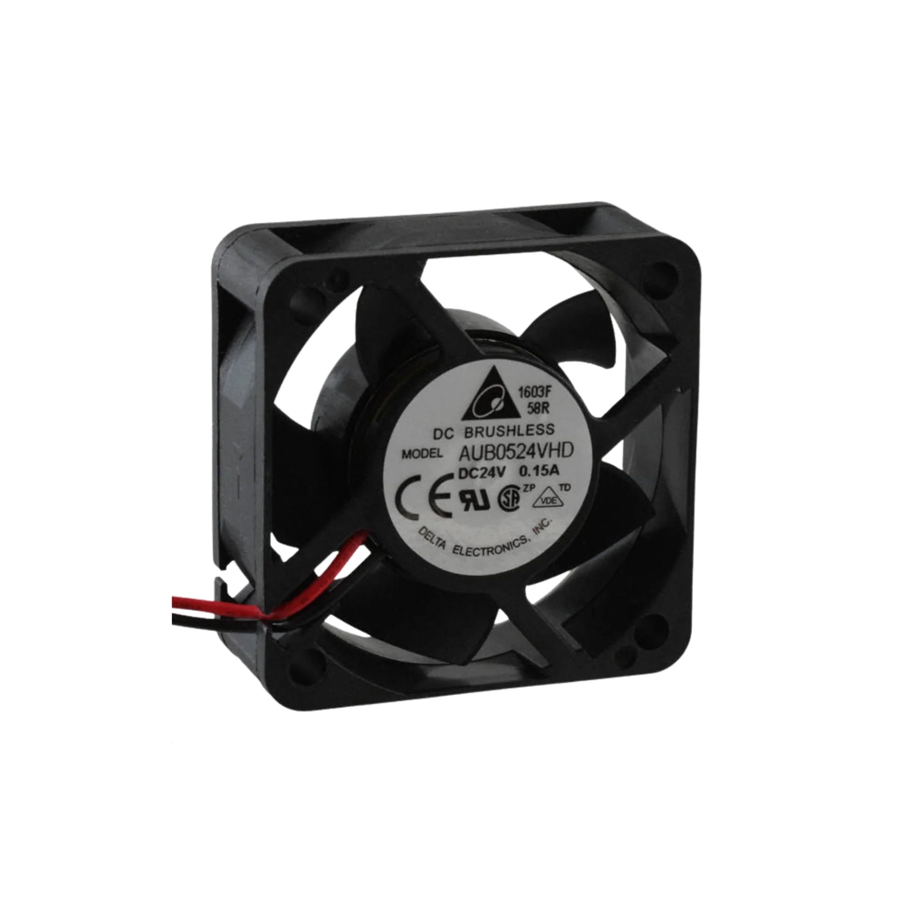 Delta AUB0524VHD 24 V DC industrial cooling fan for enclosures, panels, and automation equipment thermal management.