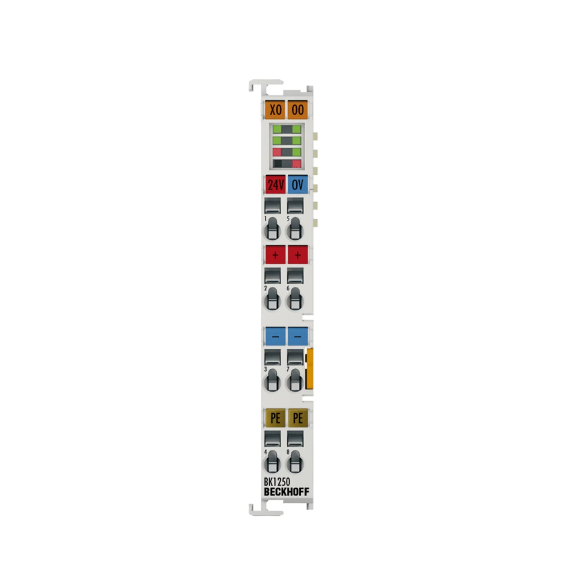 Beckhoff BK1250 compact EtherCAT Bus Coupler for high-speed communication and seamless I/O expansion in automation systems.