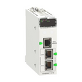 Schneider Electric BMENOC0301 Modicon M580 Ethernet communication module with Modbus TCP, EtherNet/IP, and SNMP support for industrial automation.