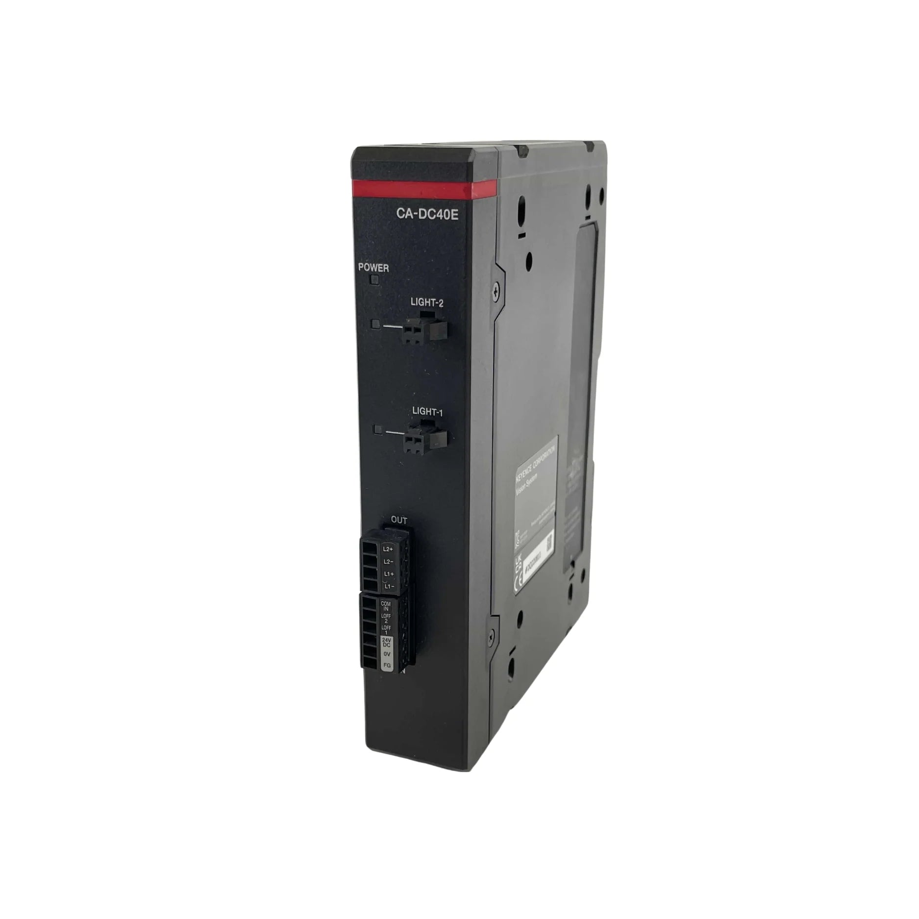 Keyence CA-DC40E 4-channel LED lighting controller for machine vision, enabling precise light control and sync for high-speed inspections.