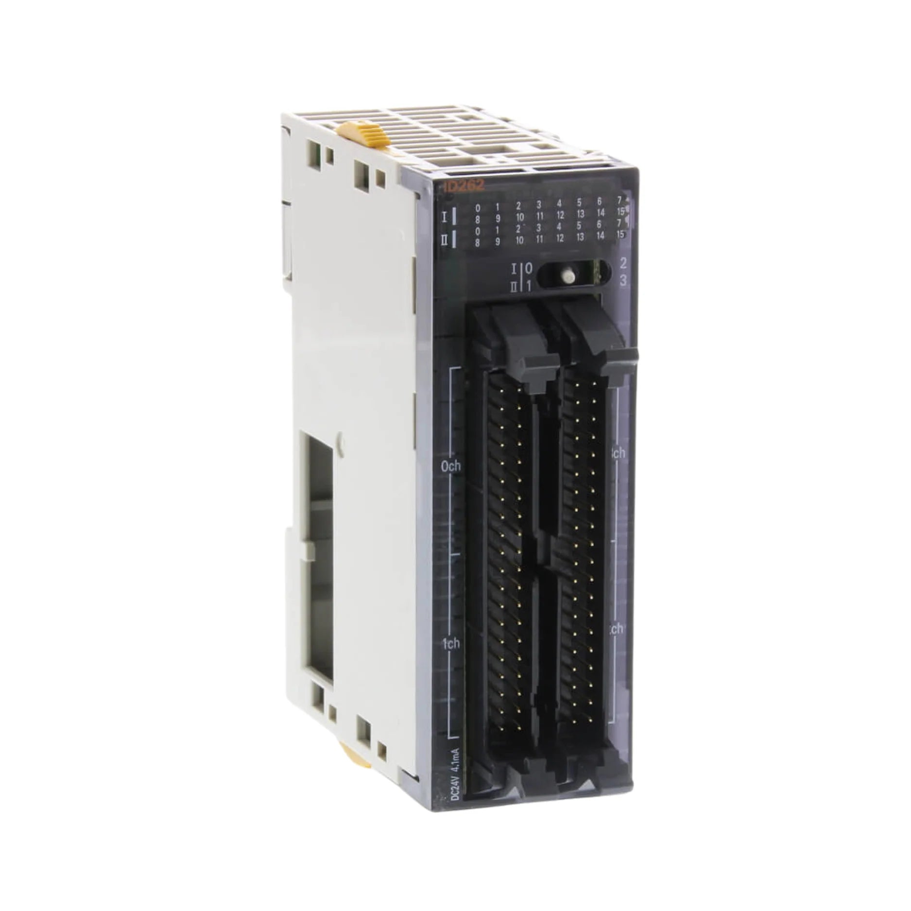 Omron CJ1W-ID262 64-channel digital input module with 24 VDC input, MIL connectors, and adjustable response time for CJ-Series PLCs.
