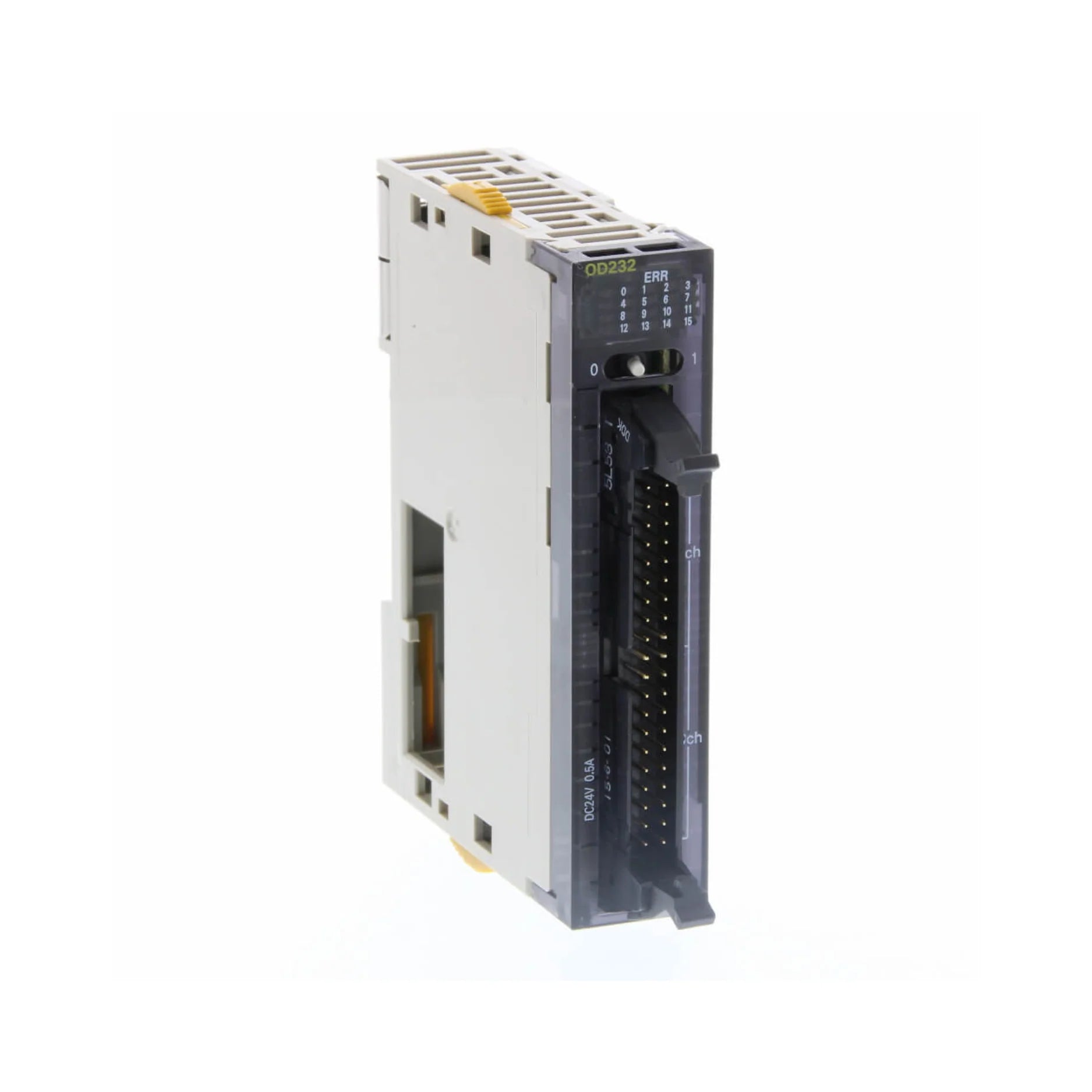 Omron CJ1W-OD232 32-point NPN transistor output module, 12–24 VDC, compact and reliable for CJ-series PLC control applications.