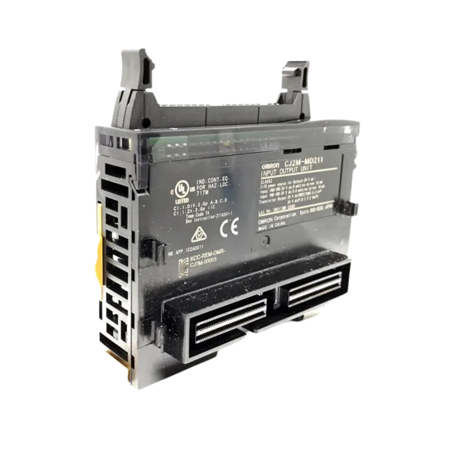 Omron CJ2M-MD211 Pulse I/O Module with 10 inputs and 6 outputs for high-speed positioning control in CJ2M Series PLCs.