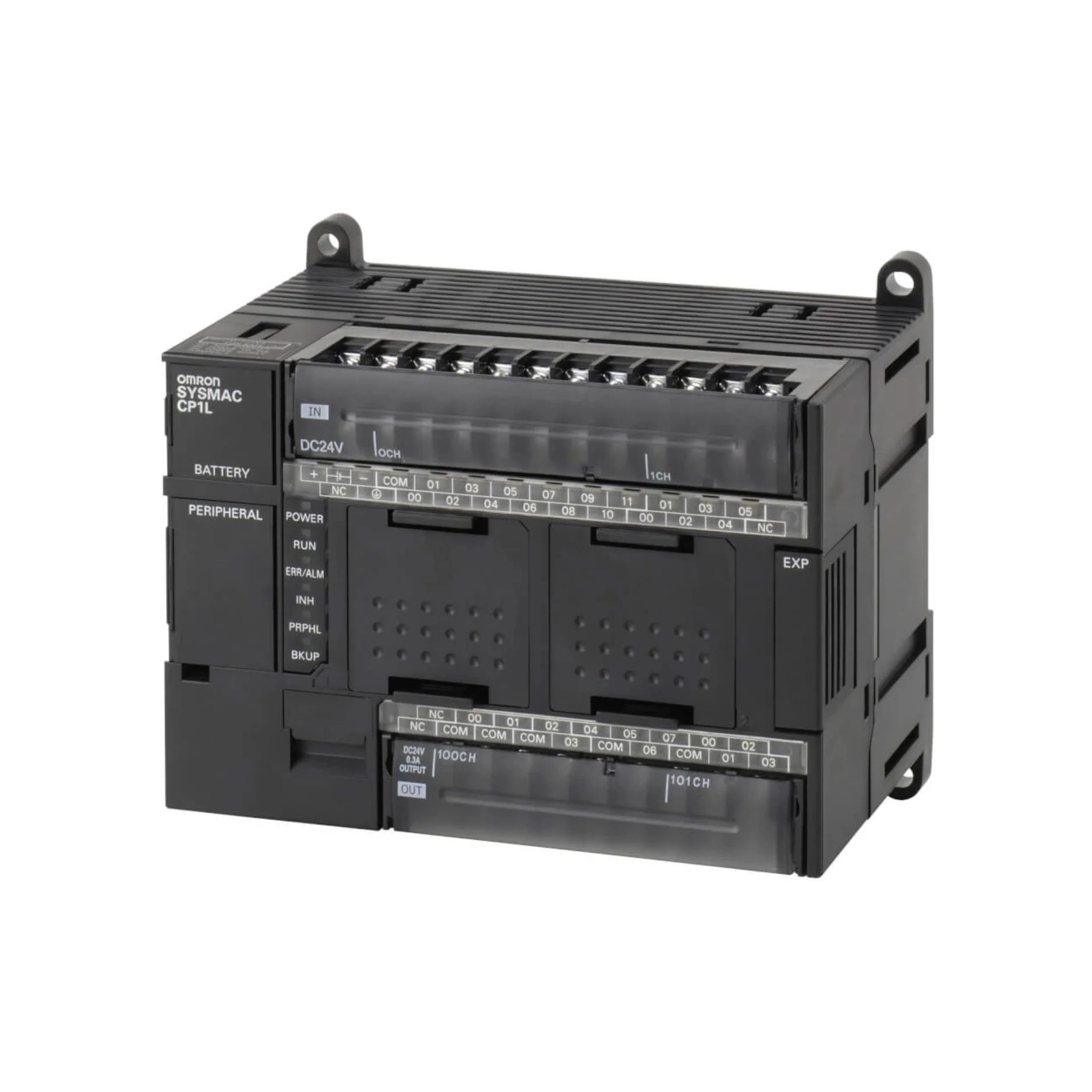 Omron CP1L-M30DR-D compact PLC with 18 inputs, 12 relay outputs, and 24 VDC power for reliable control in industrial automation systems.