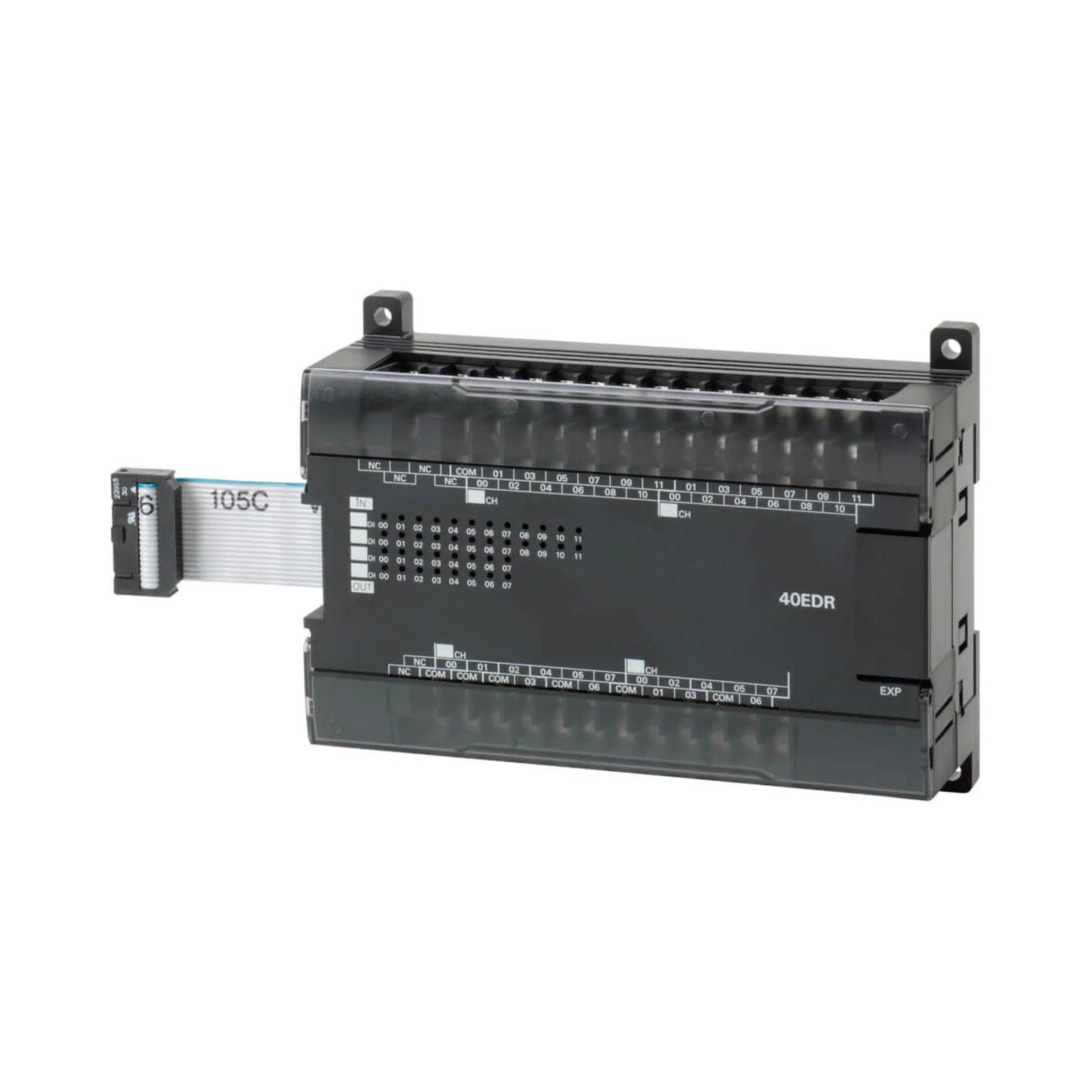 Omron CP1W-40EDR I/O expansion module with 24 digital inputs and 16 relay outputs, enhancing CP1 series PLCs with additional I/O capacity.