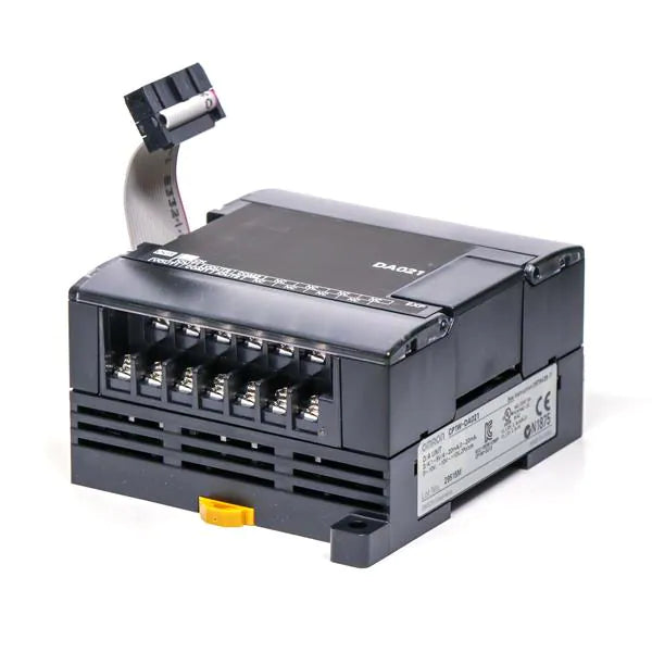 Omron CP1W-AD041 analog input module with 4 channels, voltage/current support, 12-bit resolution for CP1 Series PLCs.