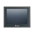 Delta DOP-107EG 7" HMI with 800x480 TFT screen, Ethernet, USB, and serial ports for industrial control systems.