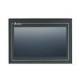 Delta DOP-107EV 7" Ethernet HMI with 800x480 TFT screen, USB, COM ports, and CE/UL certifications for industrial automation systems.